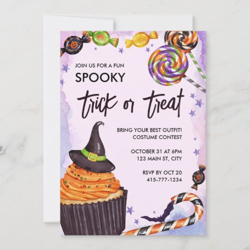 Halloween Trick or Treat Cupcake Invitation