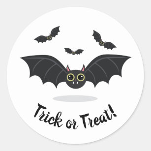 Halloween  trick or treat cute black bats  classic round sticker