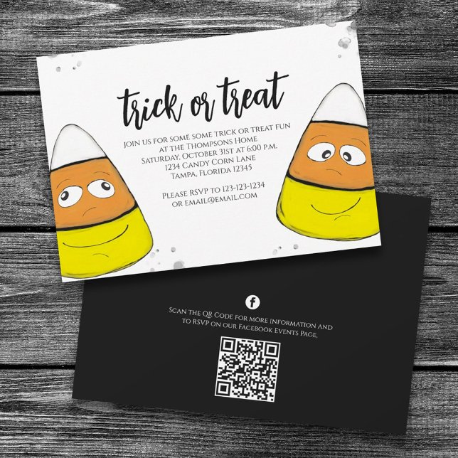 Halloween Trick Or Treat Cute Candy Corn Simple Invitation (Creator Uploaded)