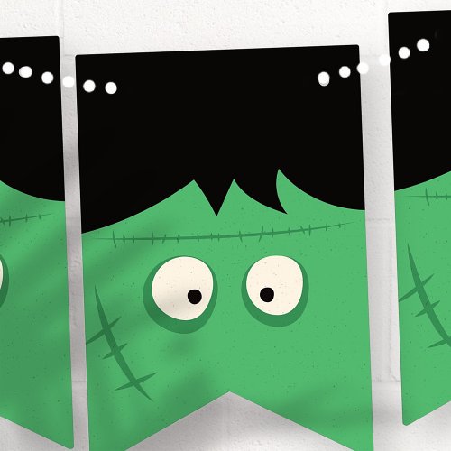 Halloween Trick or Treat Cute Frankenstein Monster Bunting Flags