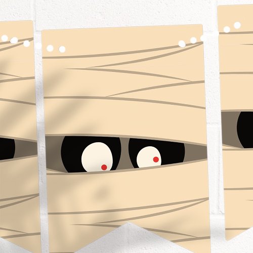 Halloween Trick or Treat Cute Mummy Squiggly Eyes Bunting Flags