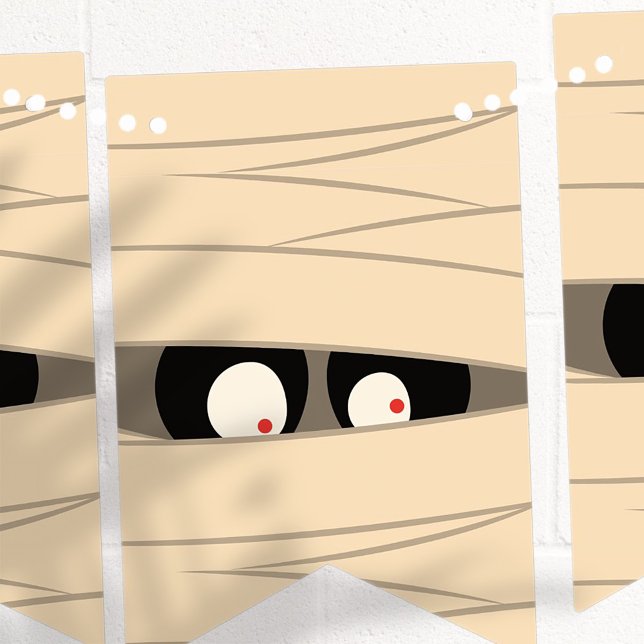 Halloween Trick or Treat Cute Mummy Squiggly Eyes Bunting Flags (Creator Uploaded)