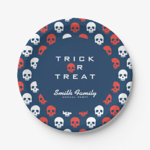 Halloween Trick or Treat Cute Skulls. Paper Plates