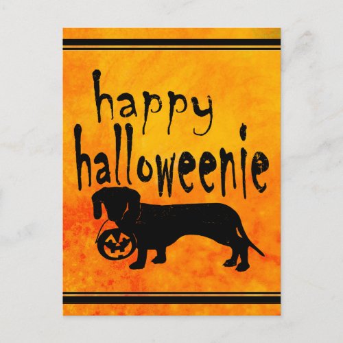 Halloween Trick or Treat Dachshund Postcard