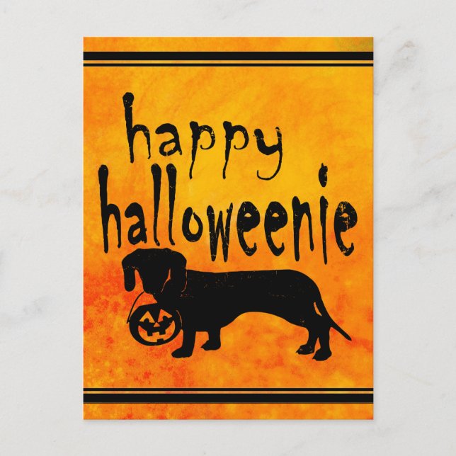 Halloween Trick or Treat Dachshund Postcard (Front)