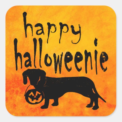 Halloween Trick or Treat Dachshund Square Sticker