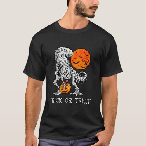 Halloween Trick Or Treat Dinosaur Skeleton rex T_Shirt