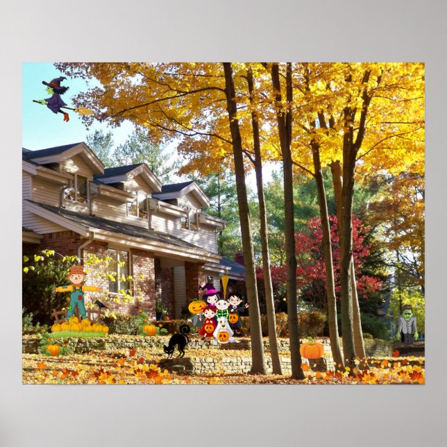 Halloween Trick or Treat Fall Pumpkins Collage Poster (Front)