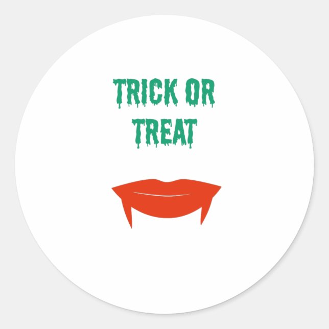 Halloween - Trick or Treat Fangs Classic Round Sticker (Front)
