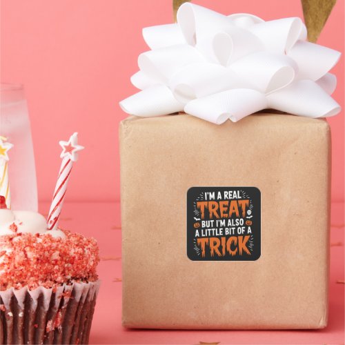 Halloween Trick or Treat Fun Design Square Sticker