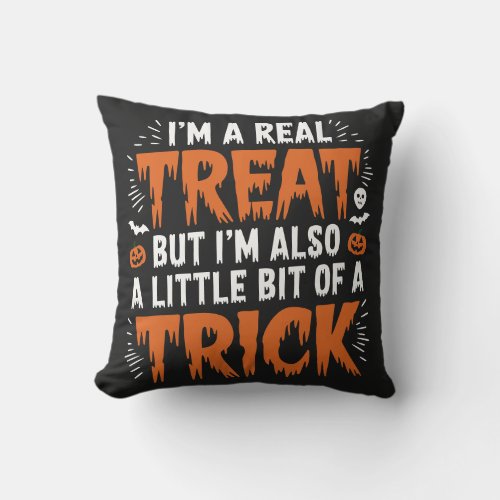 Halloween Trick or Treat Fun Design Throw Pillow