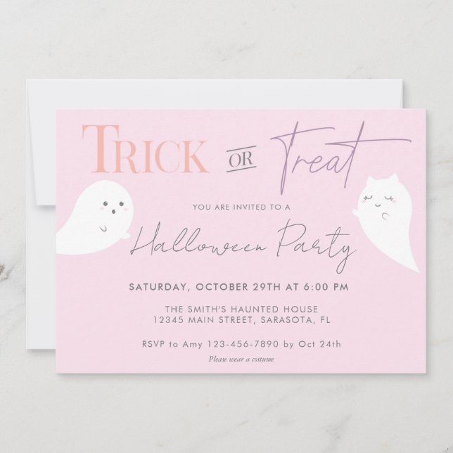 Halloween Trick or Treat Ghost Invitation (Front)