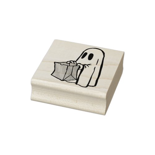 Halloween trick or treat ghost rubber stamp
