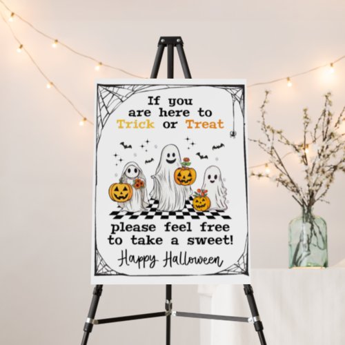 Halloween Trick or Treat ghosts porch candy sign