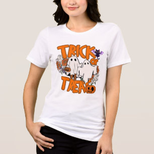 Halloween Trick or Treat Ghosts Pumpkin Typography Tri-Blend Shirt