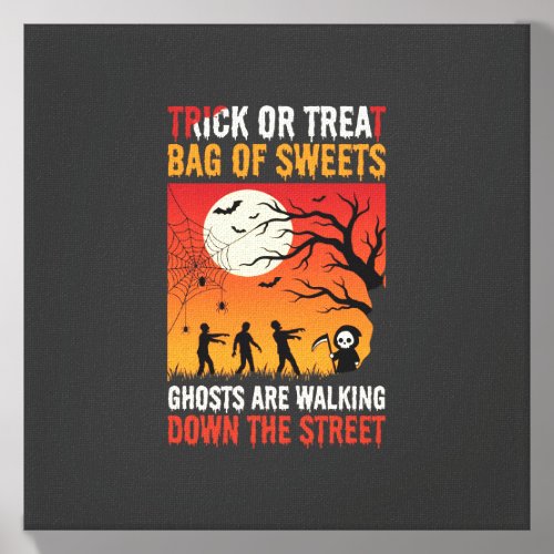Halloween Trick or Treat Ghosts Walking Street Canvas Photo Tile