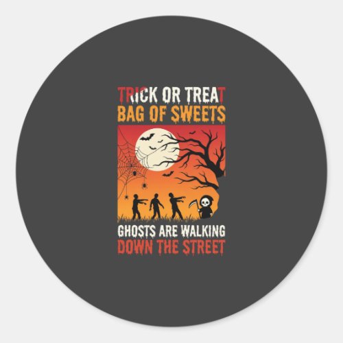 Halloween Trick or Treat Ghosts Walking Street Classic Round Sticker