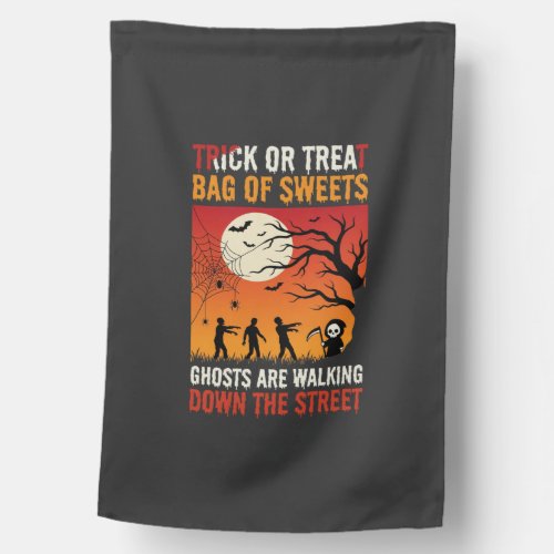 Halloween Trick or Treat Ghosts Walking Street House Flag