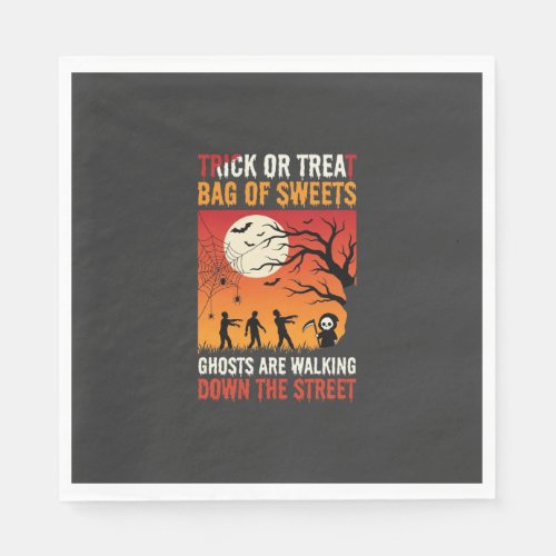 Halloween Trick or Treat Ghosts Walking Street Napkins