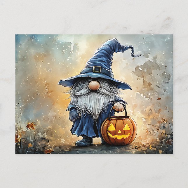 Halloween Trick or Treat Gnome Postcard (Front)
