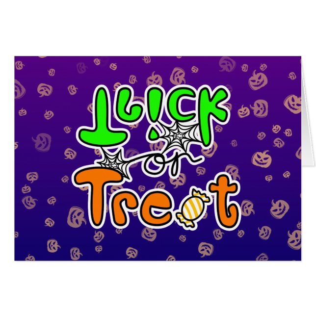 Halloween Trick or Treat Greeting Card (Front Horizontal)