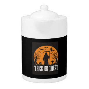 Halloween Trick or Treat Grim Reaper Design_1 Teapot