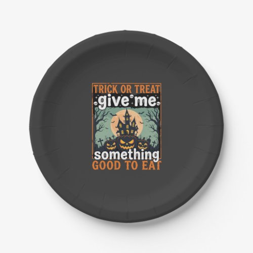 Halloween Trick or Treat Haunted House Pumpkin Paper Plates