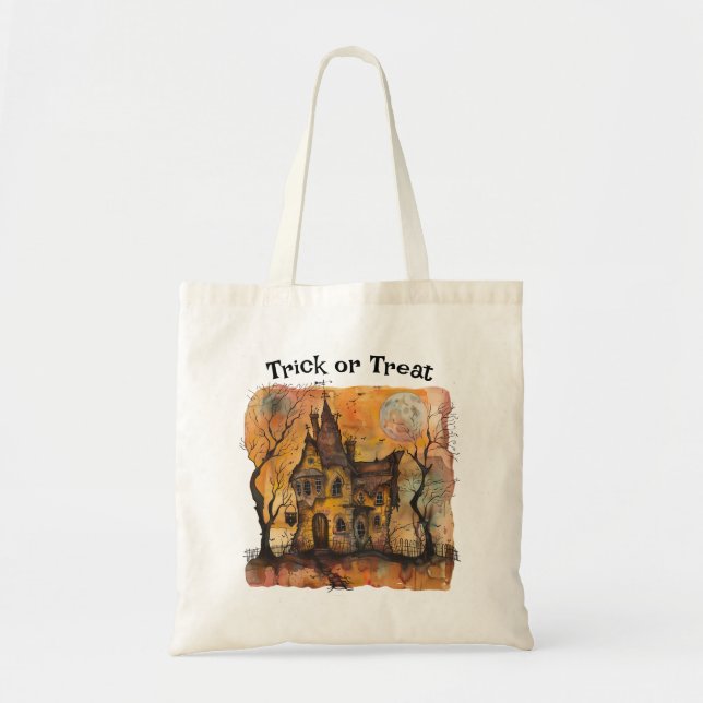 Halloween Trick or Treat Haunted House Tote Bag (Front)