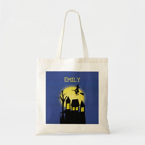 Halloween Trick Or Treat Haunted House Witch Moon Tote Bag