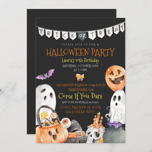 Halloween Trick or Treat Invitation (Front/Back)