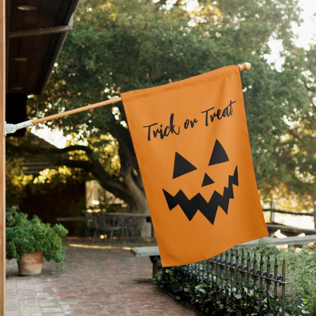 Halloween Trick or Treat Jack o Lantern Pumpkin House Flag (In SItu)