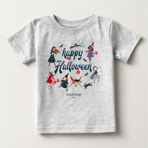 Halloween trick or treat kids black  grey holiday baby T_Shirt