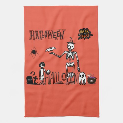 Halloween Trick or Treat Kitchen Towel
