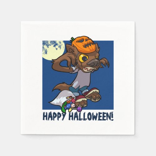 Halloween Trick Or Treat  Little Cartoon Werewolf Napkins