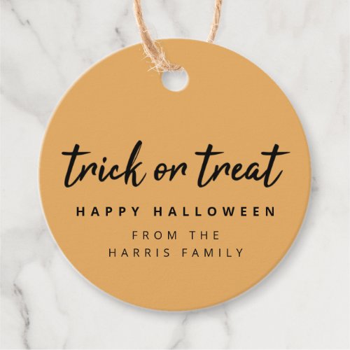 Halloween Trick or Treat  Modern Stylish Orange Favor Tags