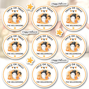 Halloween Trick Or Treat Name Boo Ghost Kiss Cut Sticker