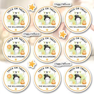Halloween Trick Or Treat Name Ghost Kiss Cut Sticker