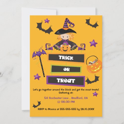 Halloween Trick or Treat Neighborhood Block  Party Invitation