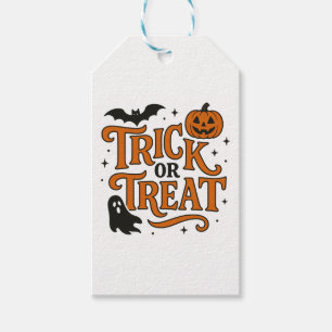 Halloween Trick or Treat Orange Favor Bags Treats Gift Tags