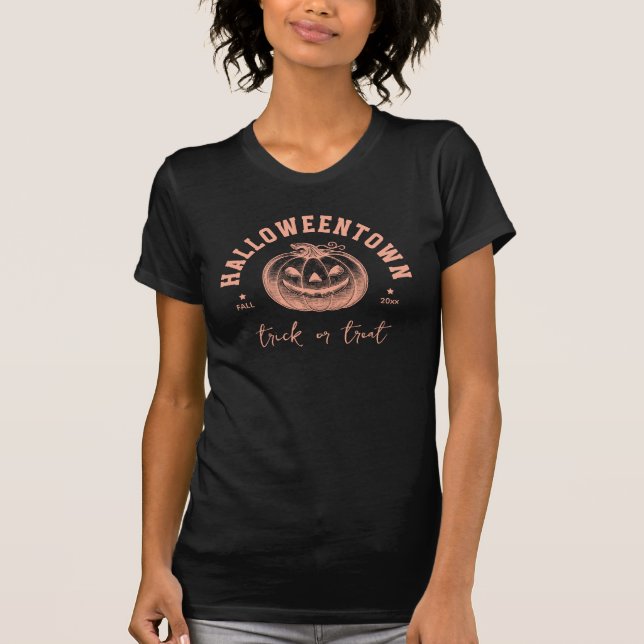 Halloween Trick or Treat Orange Pumpkin Black  T-Shirt (Front)