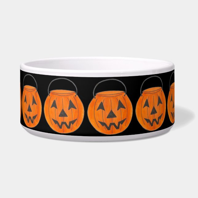Halloween Trick or Treat Orange Pumpkin Carving Bowl (Left)