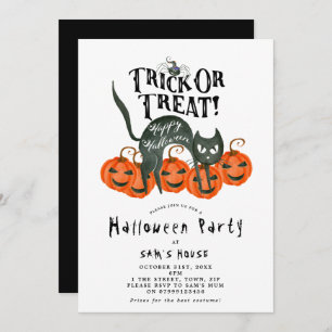 Halloween trick or treat party invitation