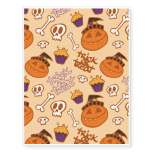 Halloween Trick-or-Treat Pattern Temporary Tattoos