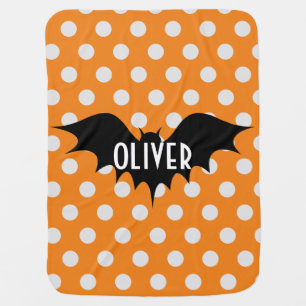 Halloween trick or treat personalized monogram baby blanket