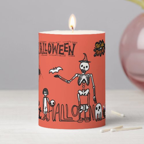 Halloween Trick or Treat Pillar Candle