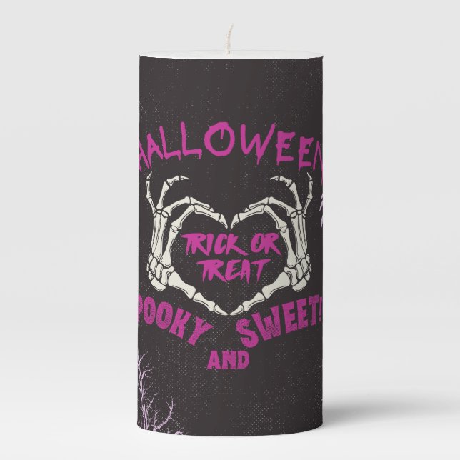 Halloween Trick or Treat Pillar Candle (Front)