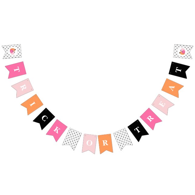 Halloween TRICK OR TREAT Pink Pumpkins and spiders Bunting Flags (All)