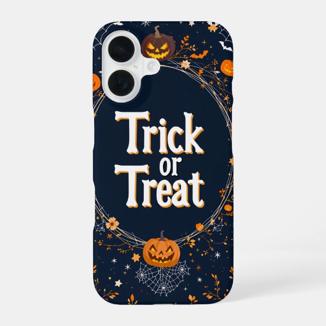 Halloween Trick or Treat Pumpkin Design iPhone Case (Back)