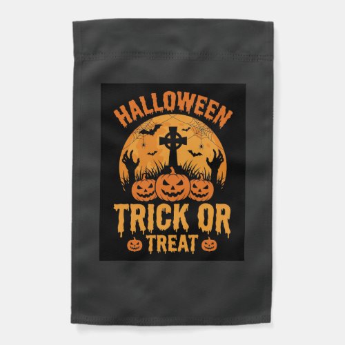 Halloween Trick or Treat Pumpkin Graveyard Design Garden Flag