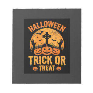 Halloween Trick or Treat Pumpkin Graveyard Design Notepad